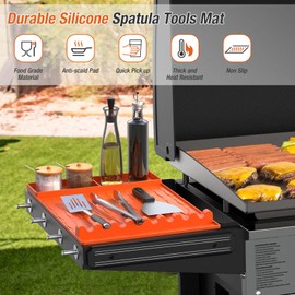 Silicone Grill Mat Compatible with Blackstone - Large Silicone Griddle Tools Mat Heat Resistant Spatula Mat Non-Slip BBQ Utensil Holder Blacktone Griddle Accessories for Kitchen Cooking Countertop