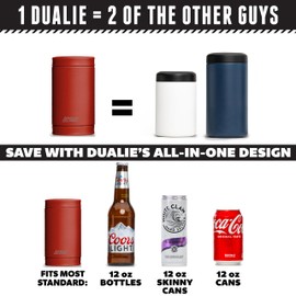 DUALIE 3 in 1 Insulated Can Cooler - Universal Size for 12 oz Cans, Slim Cans, and Bottles - Burnt Red
