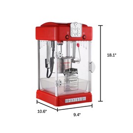 Pop Pup Popcorn Machine - 2.5oz Popper with Stainless-Steel Kettle, Serving Tray, Warming Light and Accessories by Great Northern Popcorn (Red)