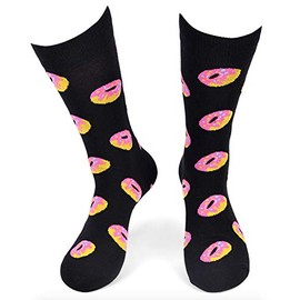 Urban-Peacock Men's Novelty Socks - Multiple Patterns! (Donuts - Black, 1 Pair)