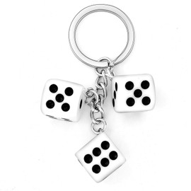 TUCEWP Dice Keychain for Women Men Funny Resin Dice Cube Key Chain Goth Punk White Dice Tassel Keyring Holder for Handbag Backpack Charms Cute Purse Bag Car Accessories Birthday Christmas Gift