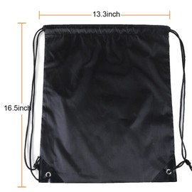 16 Pcs Drawstring Bags Bulk, Polyester Draw String Bags, Gym Sports Cinch Bag Drawstring Backpack for Women Men, Black