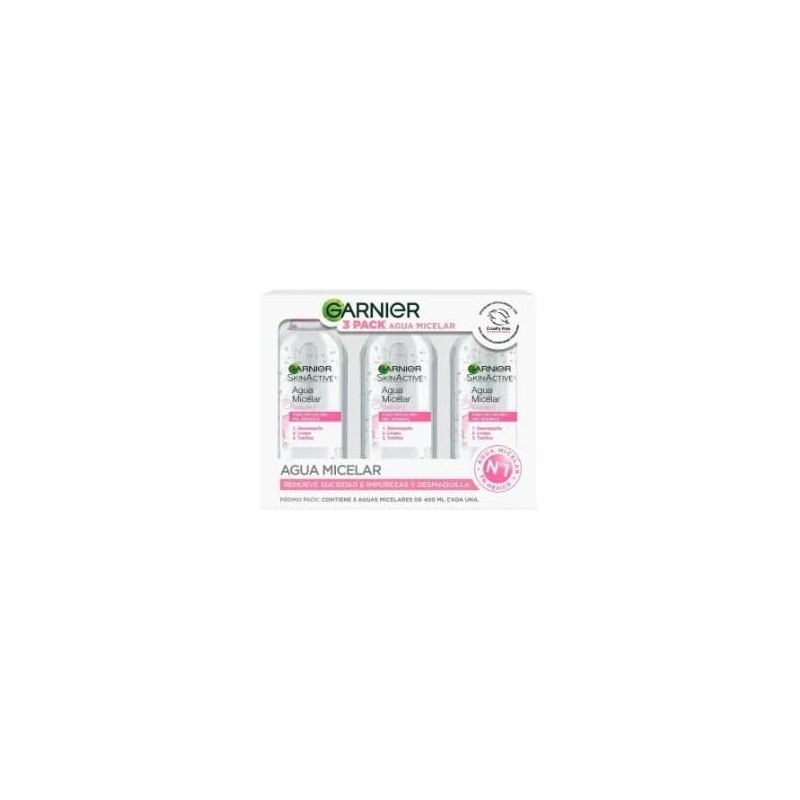 Agua Micelar GArnier Skin Active 3 pzas de 400 ml