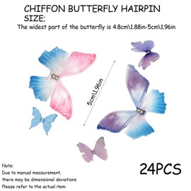 Pack of 24 Butterfly Hair Clips, Hair Clips, Butterfly Hair Clips for Women, Girls and Children, Glitter 3D Hair Clips Set for Bridal Accessories, Parties, and Daily Styling
