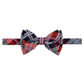 Retreez Elegant Classic Plaid Check Woven Microfiber Pre-tied Boy's Bow Tie - Black and Red - 4-7 years