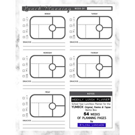 Weekly Lunch Planner: School Year Lunchbox Planner for the Yumbox Original, Panino & Tapas Bento Box: 54 Weeks of Planning Pages