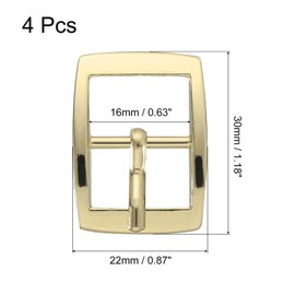 sourcing map Metal Roller Buckle, 4Pcs 0.63 Inch Single Prong Belt Buckle Square Center Bar Buckles for Leather Craft Accessories Belt, Gold