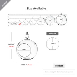 WGV Hanging Terrarium Globe, Width 3", Height 4", DIY Air Succulent Planter, Clear Glass Vase Orb with Flat Bottom, Candle Holder for Windowsill Outdoor Garden Decor, 1 Piece