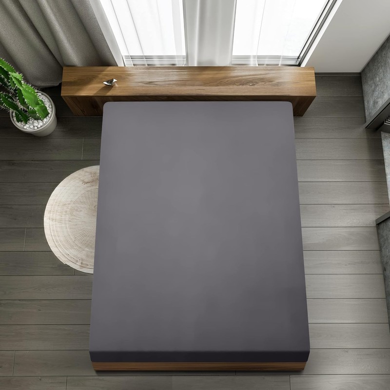 Utopia Bedding Double Fitted Sheet, Grey - 12 Inch (30cm)