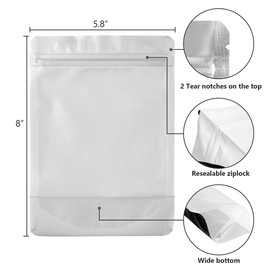 LZLPACKING 100 Pieces Smell Proof Mylar Bags- Resealable Packaging Pouch Bag with Clear Window for Food Storage，stand up pouch bags，Lipgloss，Eyelash Jewelry Electronics Storage(black,6×8 Inch)