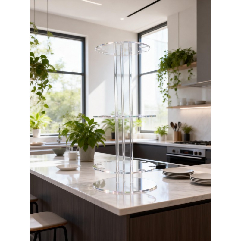 Acrylic 3 Tier Champagne Tower, 22 Slot Stemware Rack for