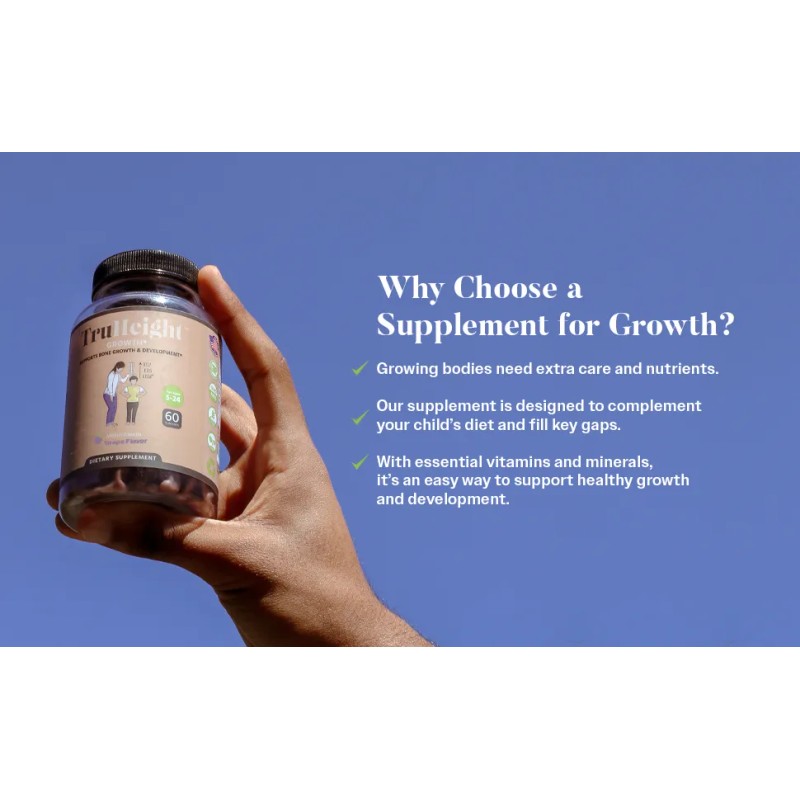 Gomitas Truheight Vitaminas Para Crecer 5+ Años Sabor Uva Sabor