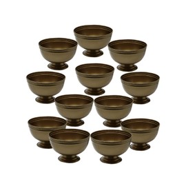 Serene Spaces Living Antique Gold Iron Pedestal Bowl, Versatile Footed Bowl, Set of 12, Measures 5" Tall and 8" Diameter (Large, Set of 12)