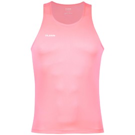 TLRUN Men's Running Tank Top Ultra Lightweight Marathon Singlet Shirts Dry Fit Workout Sleeveless T-Shirts(Large Pink)