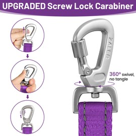 ZALER Short Dog Leash, 18 Inches Traffic Leashes for Dogs, Nylon Reflective Dog Lead with Padded Handle, Heavy Duty Pet Leash with Carabiner Clip for Large and Medium Dogs (18" Purple)