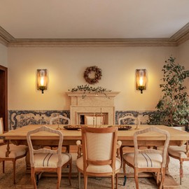 TIGKHAE Rustic Wall Sconces Sets of 2, Oil Rubbed Bronze Wall Sconce Indoor Retro Wall Lamps with Amber Glass E12 Wood Bedside Wall Light Fixture for Hallway Living Room Bedroom Fireplace