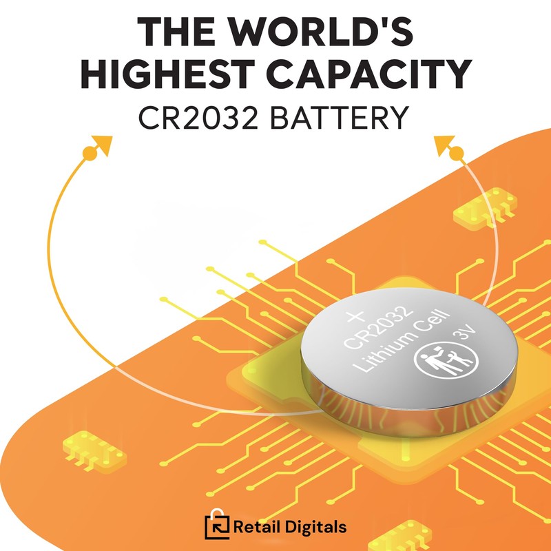 Retail Digitals CR2032 3V Premium Lithium Battery | 15-Pack |
