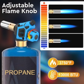 Propane Torch Head, Trigger Start Propane Torch Head with Self Ignition, Mapp Map Gas Torch Fuel by Propane MAPP MAP PRO Gas Cylinder for Brazing Welding Soldering Cooking DIY