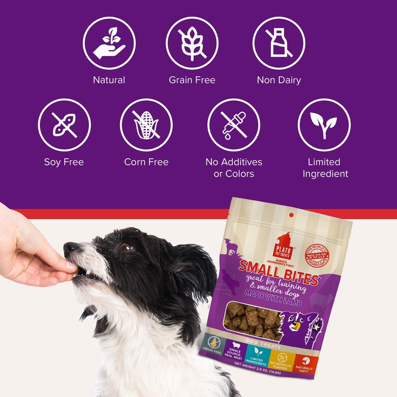 Plato Pet Treats Small Bites - Air-Dried Training Treats for