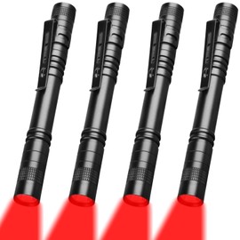 HYVCZP 4 Pcs Red Light Flashlight Red Light Pen Light Flashlight Super Bright Red LED Flashlight Red Torch for Aviation, Astronomy, Night Observation