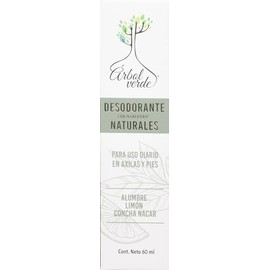 Arbol Verde Desodorante Natural con Alumbre Limón y Concha Nácar - Aclarante - Vegano - Libre de Alcohol -Para Axilas y Pies