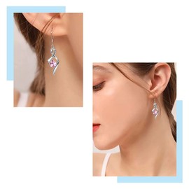 Earrings Silver 925 Gold Hanging 5A Cubic Zirconia Silver Earrings Gold-Plated Hanging Earrings for Women Gifts Women Jewellery, White Gold