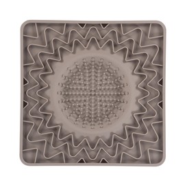Messy Mutts Framed Silicone Therapeutic Licking Bowl Mat | 9.5" x 9.5" | Slow Feeder Mat for Boredom & Anxiety | Lick Pad for Dogs & Cats | Grey
