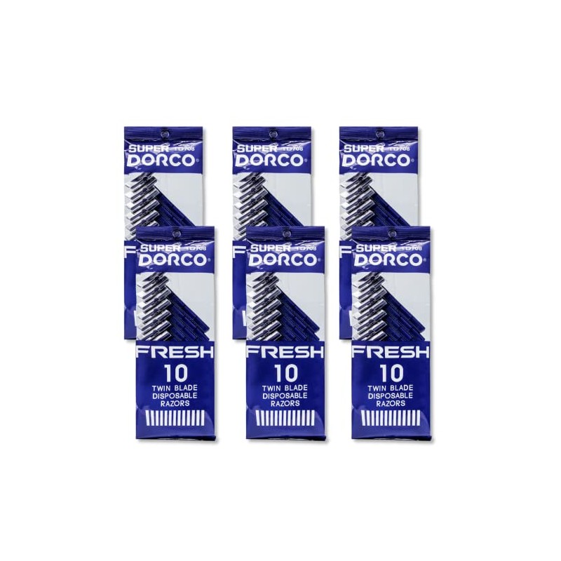 60 Ct Dorco Fresh Twin Blade Disposable Razors - 60