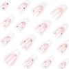 24Pcs French Tip Press on Nails Medium, GRITOSE Acrylic Fake