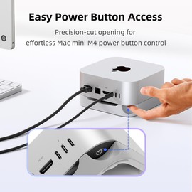 ELETIUO Desk Stand for Mac mini M4/M4 Pro 2024,Silicone Desktop Mount with Heat Dissipation,Anti-Slip Base,Easy Power Button Access,Space-Saving for Improved Cooling & Desk Organization,Grey