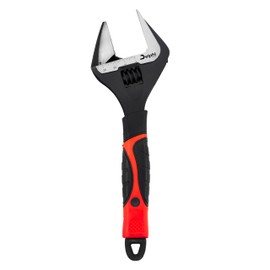 Delphi Single Open-End Spanner Adjustable Swedish Pipe Wrench 8 Inch 0-39 mm - CR-V Adjustable Wrench Steel Wrench with Comfortable, Non-Slip Rubber Handle for Hydraulic Work