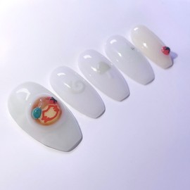 [Omelet Rice Cat] Oishikunare Omelet Rice Handmade Nail Tip - Short Oval / [오므라이스냥] 오이시쿠나레 오므라이스 수제네일팁 - 숏오발