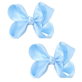3 Inch Satin Bow for Little Girls - 2 Pcs (Sky Blue)