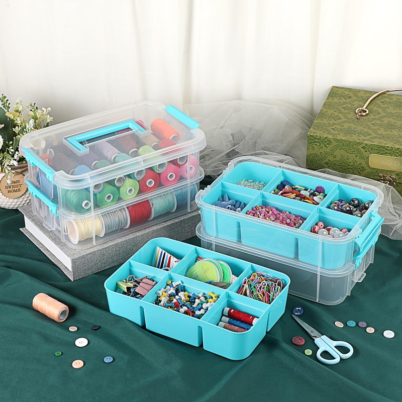 IGNPION Stackable Storage Box, 4 Layer Adjustable Plastic Storage Box