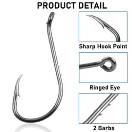 Offset Octopus Hooks Fishing 100pcs Baitholder Fishing Hooks Assortment Sharp Beak Circle Hooks Black Barbed Fish Hooks for Catfish Steelhead Trout Bass Saltwater Freshwater (100pcs, size3)