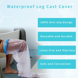 SUPERNIGHT Waterproof Cast Protector for Legs, Leg Protectors, Waterproof Half Leg for Adults, Waterproof Leg Protector, Cast Protector for Leg and Foot Wounds, Non-Slip Design
