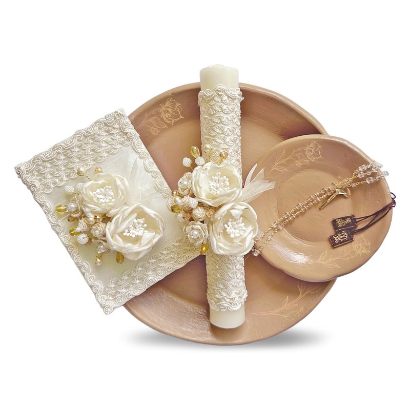 Set de vela para Primera Comunión con diseño contemporáneo