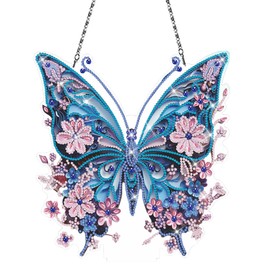 LELEWANGLUO Hanging Diamond Art Butterfly Kit, 9.8x9.8inch Butterfly Diamonds Painting Ornament for Adults, DIY Acrylic Board Gem Painting Crafts for Home and Garden Decor