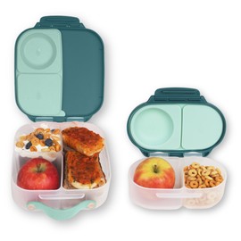 b.box Mini Lunch Box + Snack Box (Emerald Forest): Includes Kids Lunch Box (4 1/4 cup Capacity) and Snack Box (1 3/4 cup Capacity). 2 Piece Bento Box for Kids, Snack Containers, School Supplies