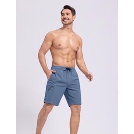 SILKWORLD Mens Swim Trunks 9 Inch Bathing Suit Mens Quick Dry Swimming Trunks Mesh Lining Summer Beach Swim Shorts with Pockets Blue XL