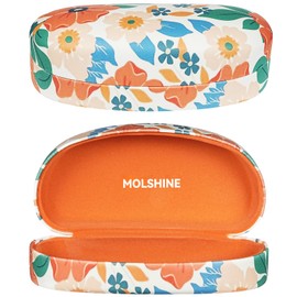 molshine Hard Shell Sunglasses Case,Classic Large Glasses Case for Sunglass, Eyeglasses with Cleaning Cloth, Pocket (Orange)