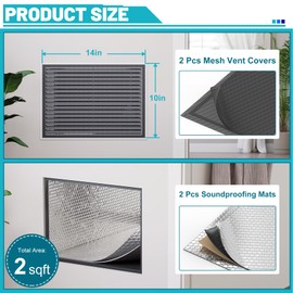 Chiligent Sound Deadening Kit for Vent, Vibration Damping and Noise Reduction, Soundproofing Mats & Mesh Vent Covers for Air Vents, HVAC Vents & Ducts, Black