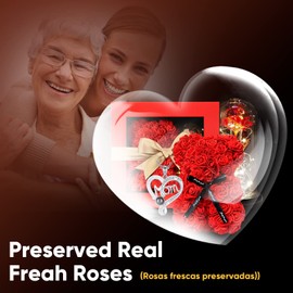 JZEEIWY Gifts for Mom from Daughter and Son, for Mom from Kids, Preserved Roses Flowers with I Love You Mom Grandmother Necklace for Mama