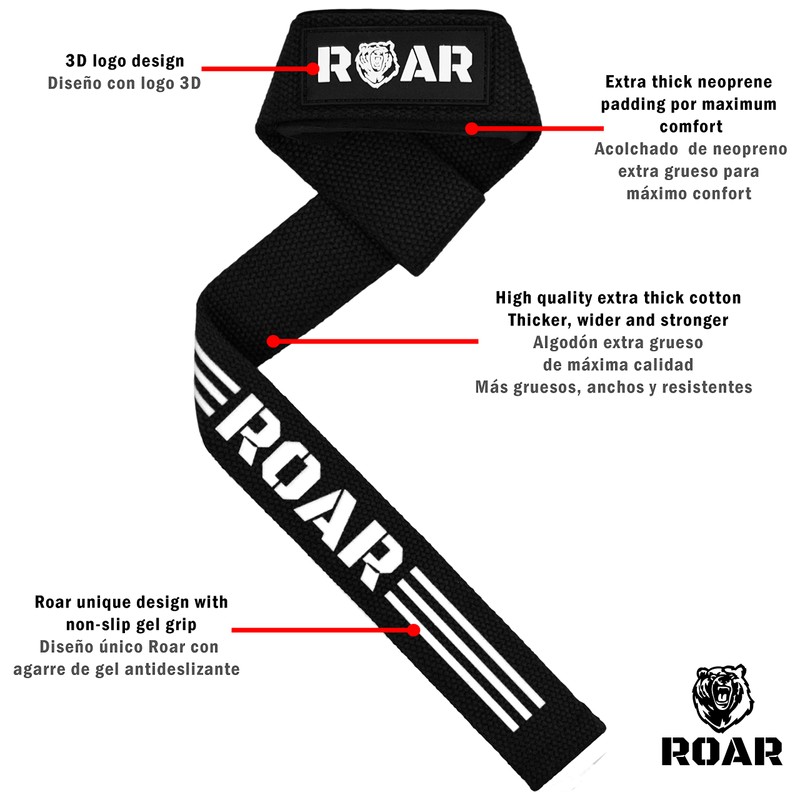 Roar® Professional Lifting Straps Strength Training, Lifting Straps for Bodybuilding