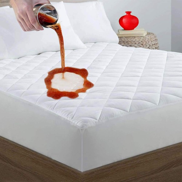 Quilted Fitted Full Mattress Pad Cover, Waterproof Mattress Protector, Deep