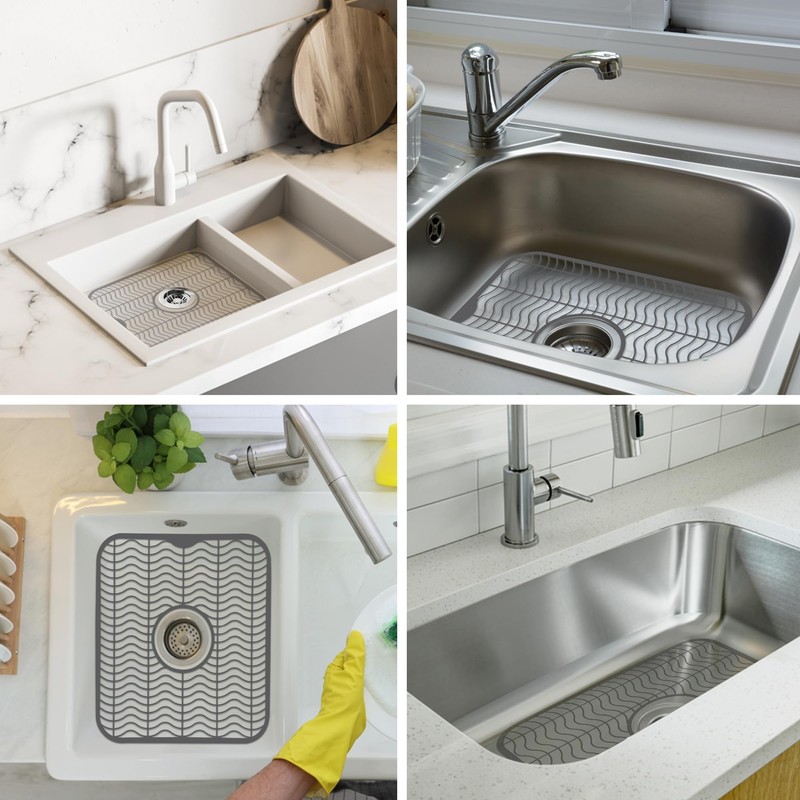 DecorRack Gray Sink Protectors for Kitchen, Plastic 12" x 11"