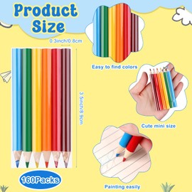 960Pcs/160 Sets Mini Colored Pencils 3.5Inches Portable Short Fat Color Pencils Mini Drawing Colored Pencils Pre-sharpened Color Pen-cils Short Colouring Pencil for Drawing,Sketching,Coloring Books