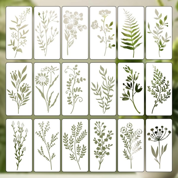 Kasoud Stencils for Crafts Reusable, 18PCS Leaf Stencils for Crafts
