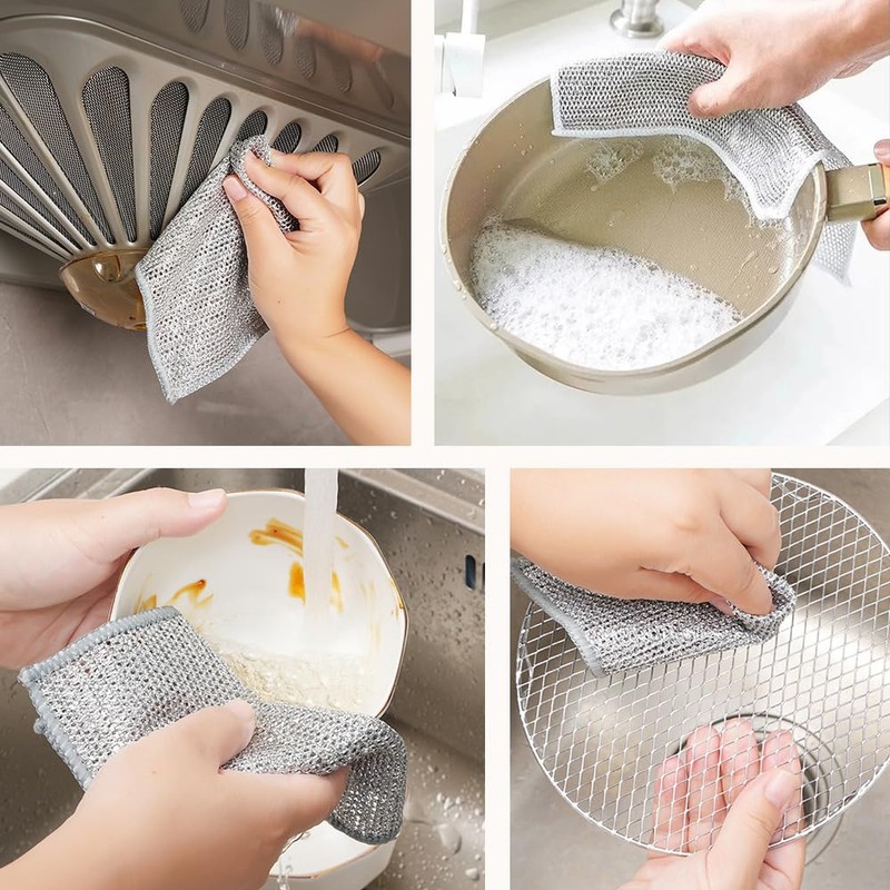 Sopurrrdy Double Layer Dishwashing Rags - 8 Pcs, Multipurpose Non-Scratch