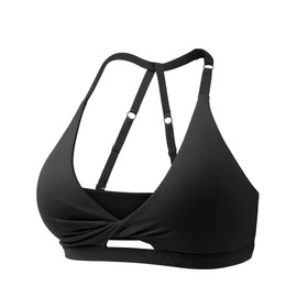 VOYJOY Workout Sports Bras for Women Padded Backless Strappy Fitness Wireless Gym Medium Impact Bra Yoga Crop Top Black XS